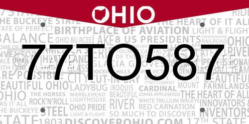 77TO587 Ohio License Plate