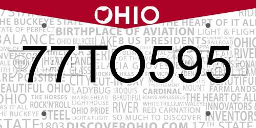 77TO595 Ohio License Plate
