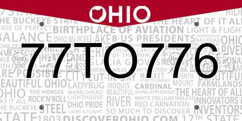 77TO776 Ohio License Plate