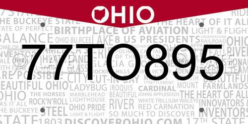 77TO895 Ohio License Plate