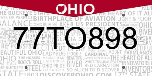 77TO898 Ohio License Plate