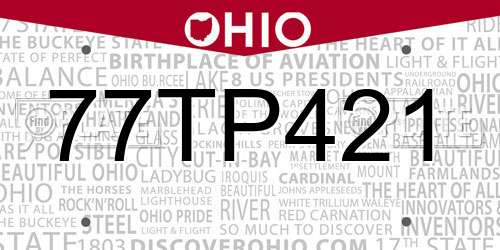 77TP421 Ohio License Plate