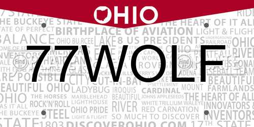 77WOLF Ohio License Plate