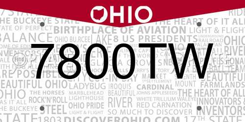 7800TW Ohio License Plate