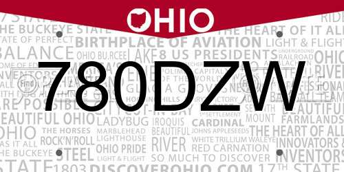 780DZW Ohio License Plate