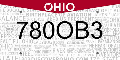 780OB3 Ohio License Plate