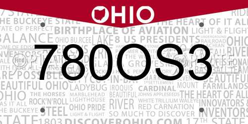 780OS3 Ohio License Plate