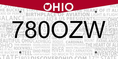 780OZW Ohio License Plate