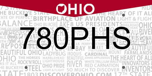 780PHS Ohio License Plate