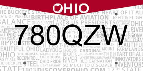 780QZW Ohio License Plate