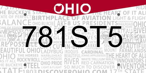 781ST5 Ohio License Plate