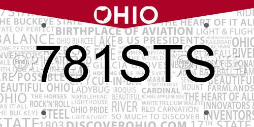 781STS Ohio License Plate