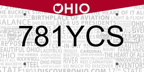 781YCS Ohio License Plate
