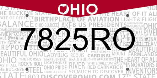 7825RO Ohio License Plate