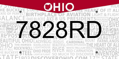 7828RD Ohio License Plate