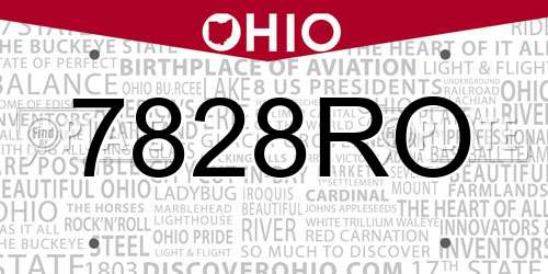 7828RO Ohio License Plate