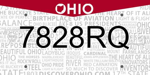 7828RQ Ohio License Plate