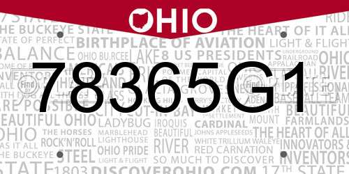 78365G1 Ohio License Plate