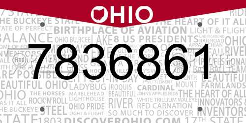 7836861 Ohio License Plate