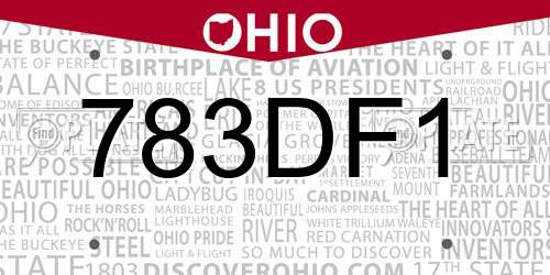 783DF1 Ohio License Plate