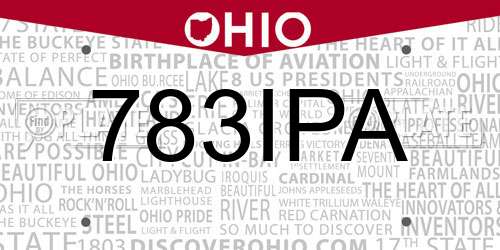 783IPA Ohio License Plate