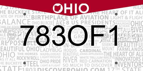 783OF1 Ohio License Plate