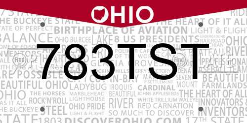 783TST Ohio License Plate