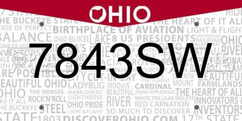 7843SW Ohio License Plate