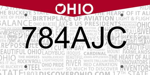784AJC Ohio License Plate