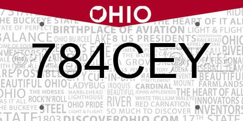 784CEY Ohio License Plate