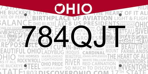 784QJT Ohio License Plate