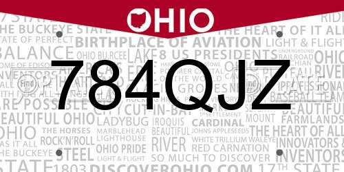 784QJZ Ohio License Plate
