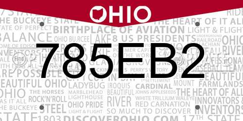 785EB2 Ohio License Plate