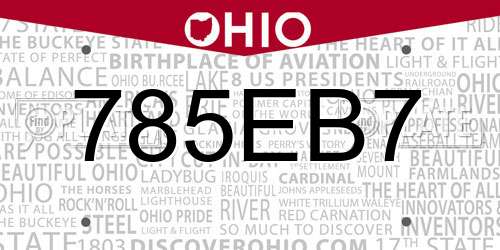 785EB7 Ohio License Plate