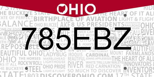 785EBZ Ohio License Plate