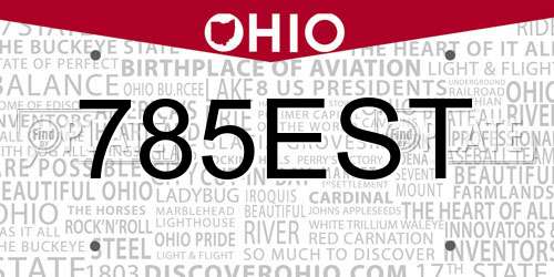 785EST Ohio License Plate