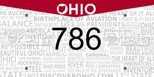786 Ohio License Plate
