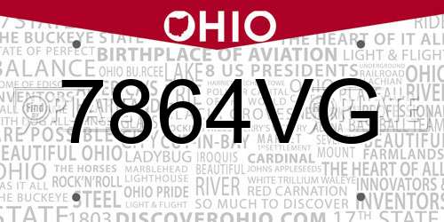 7864VG Ohio License Plate