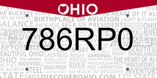 786RP0 Ohio License Plate