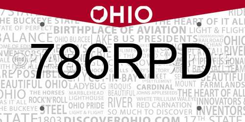 786RPD Ohio License Plate
