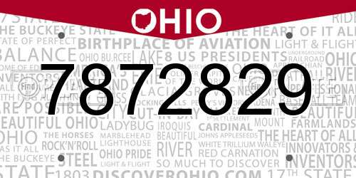 7872829 Ohio License Plate