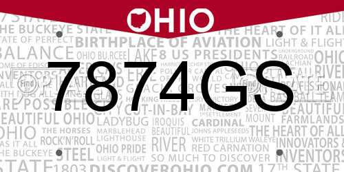 7874GS Ohio License Plate