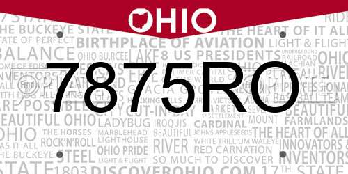 7875RO Ohio License Plate