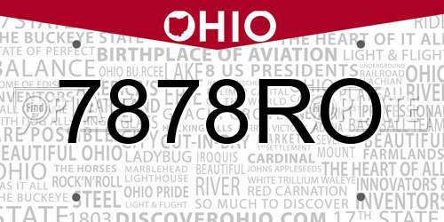 7878RO Ohio License Plate