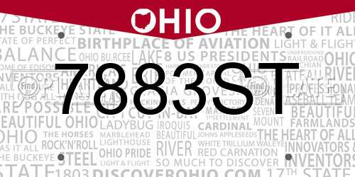 7883ST Ohio License Plate