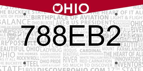 788EB2 Ohio License Plate