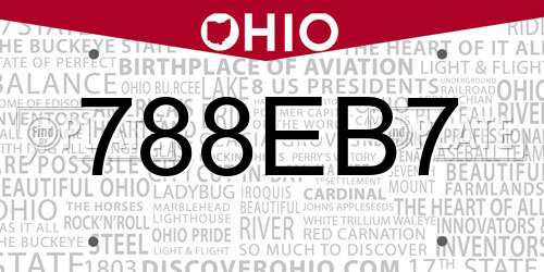 788EB7 Ohio License Plate
