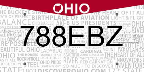 788EBZ Ohio License Plate