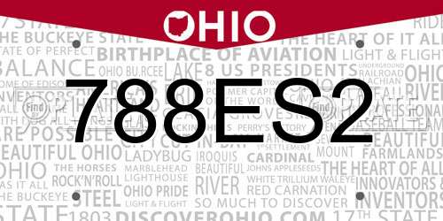 788ES2 Ohio License Plate