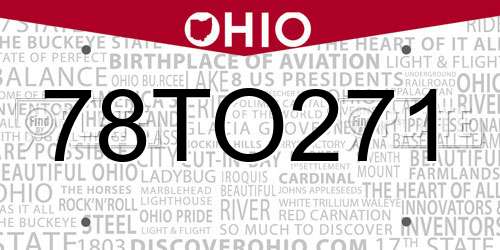 78TO271 Ohio License Plate